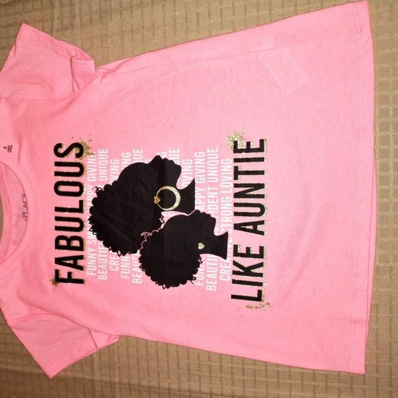 new girls light pink shirt, "FABULOUS LIKE AUNTIE"  size S 5/6 - the child K-201 - Picture 2 of 3